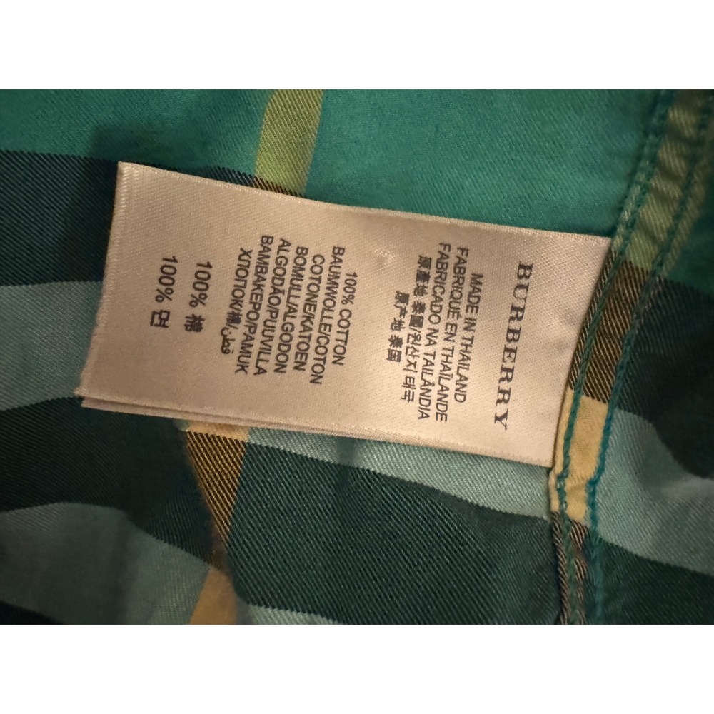 Burberry Men's Green Nova Check Long Sleeve Button Down Shirt Size L - Picture 7 of 9